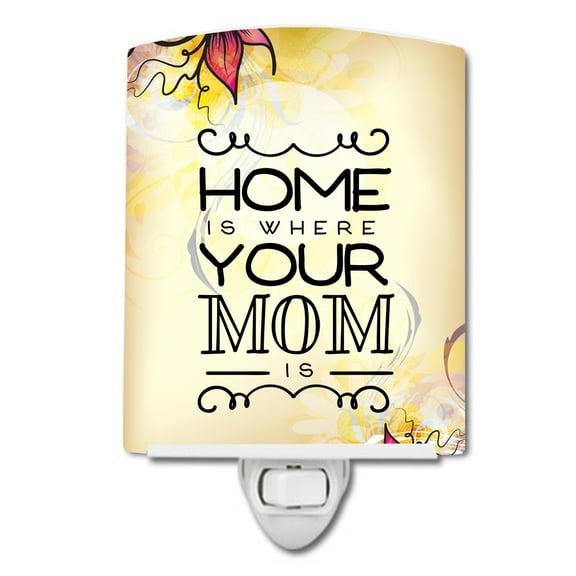 Caroline's Treasures BB5416CNL Home is Where Mom is Ceramic Night Light, 6x4x3", multicolor