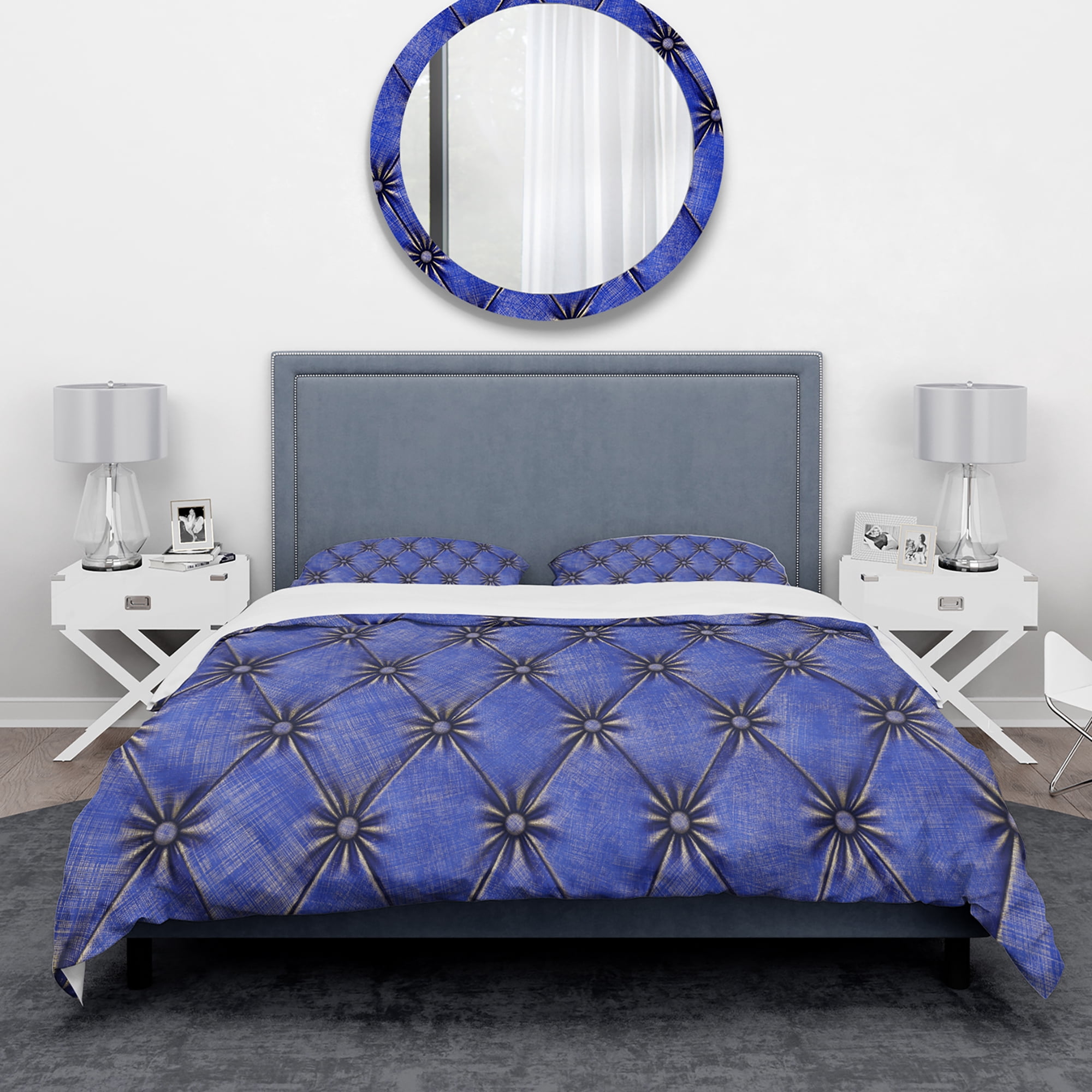 Designart 'Blue Leather Upholstery' Modern & Contemporary Duvet Cover Set