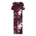 thumbnail image 7 of Lounge Sets for Women Two Piece Casual Floral Print Short Sleeved Round Neck and Cropped Pants Set, 7 of 7