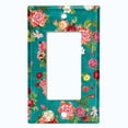 thumbnail image 5 of Metal Light Switch Plate Outlet Cover Pastel Rose Leaf Garden Teal ROS032, 5 of 13