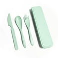 thumbnail image 2 of jesticaly Tableware Set Portable Washable Solid Color Children Flatware Kit Home Preschool Camping Holiday Cutlery Green 1Set, 2 of 6