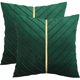 thumbnail image 1 of HAYAN Christmas Green Velvet Throw Pillow Covers 24 x 24 inch Pack of 2 with Gold Leather Forest Green Decorative Couch Pillowcase Luxury Modern Pillow Cover, 1 of 1