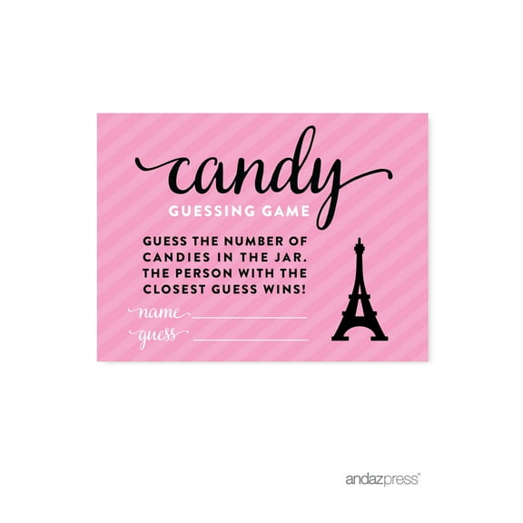 Candy Guessing Game  Paris Bonjour Bebe Girl Baby Shower Game, 30-Pack