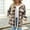 Yellow, variant on MexChoioe Womens Sherpa Lined Jacket Plaid Lapel Collar Snap Button Long Sleeve Fall Winter Warm Outer Coat with Pockets