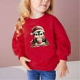 thumbnail image 2 of TFEOQRY Toddler Girls and Boys Christmas Sweatshirts Penguin Christmas Hat Printing Long Sleeve Hoodless Sweatshirt Red, 2 of 4