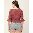thumbnail image 2 of Moomaya Women Short Top Sweetheart Neck Elbow Sleeves Crop Top, 2 of 8