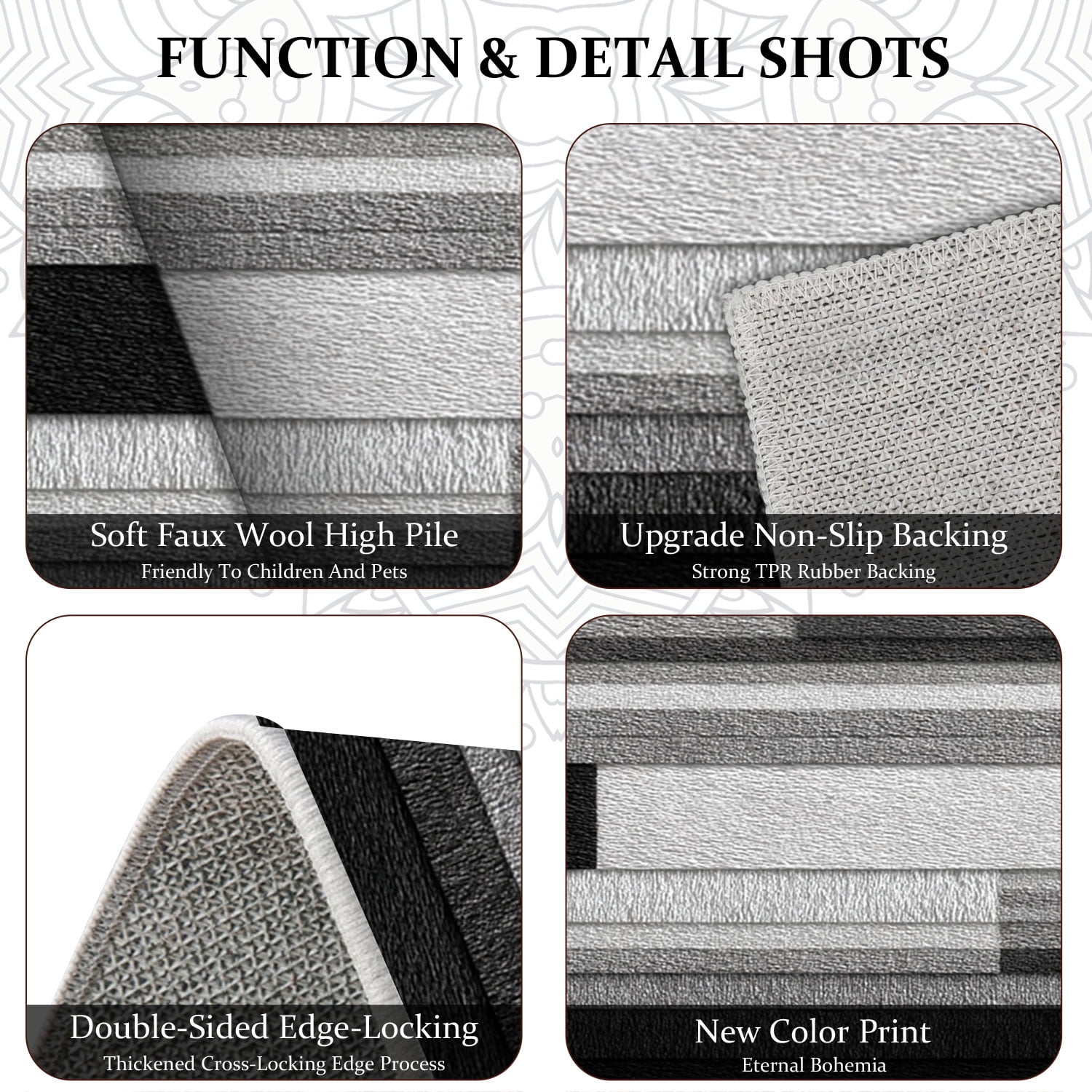 3 Piece Kitchen Rug Set, Non-Slip And Washable, Abstract Pattern Kitchen Hallway Rug, Soft And Comfortable, Suitable For Sinks, Floors, Entrances, Hallways and Bathrooms