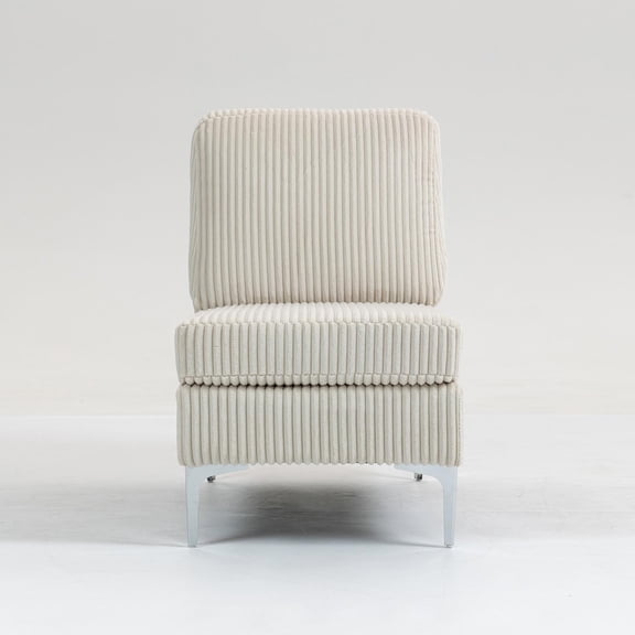 Modular Sectional Sofa, Armless Seat, Single Accent Chair, Beige Corduroy Fabric, Versatile Seating Arrangements