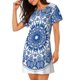 thumbnail image 2 of Fotbe Blue Watercolor Bata de Dormir para Mujer con Estampado, Camisón de Algodón de Manga Corta, Ropa de Dormir Casual, 2 of 6