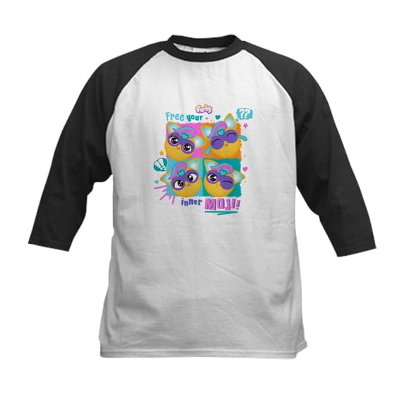 CafePress - Furby Inner Moji Kids Baseball T Shirt - Kids Cotton Baseball Jersey, 3/4 Sleeve Shirt