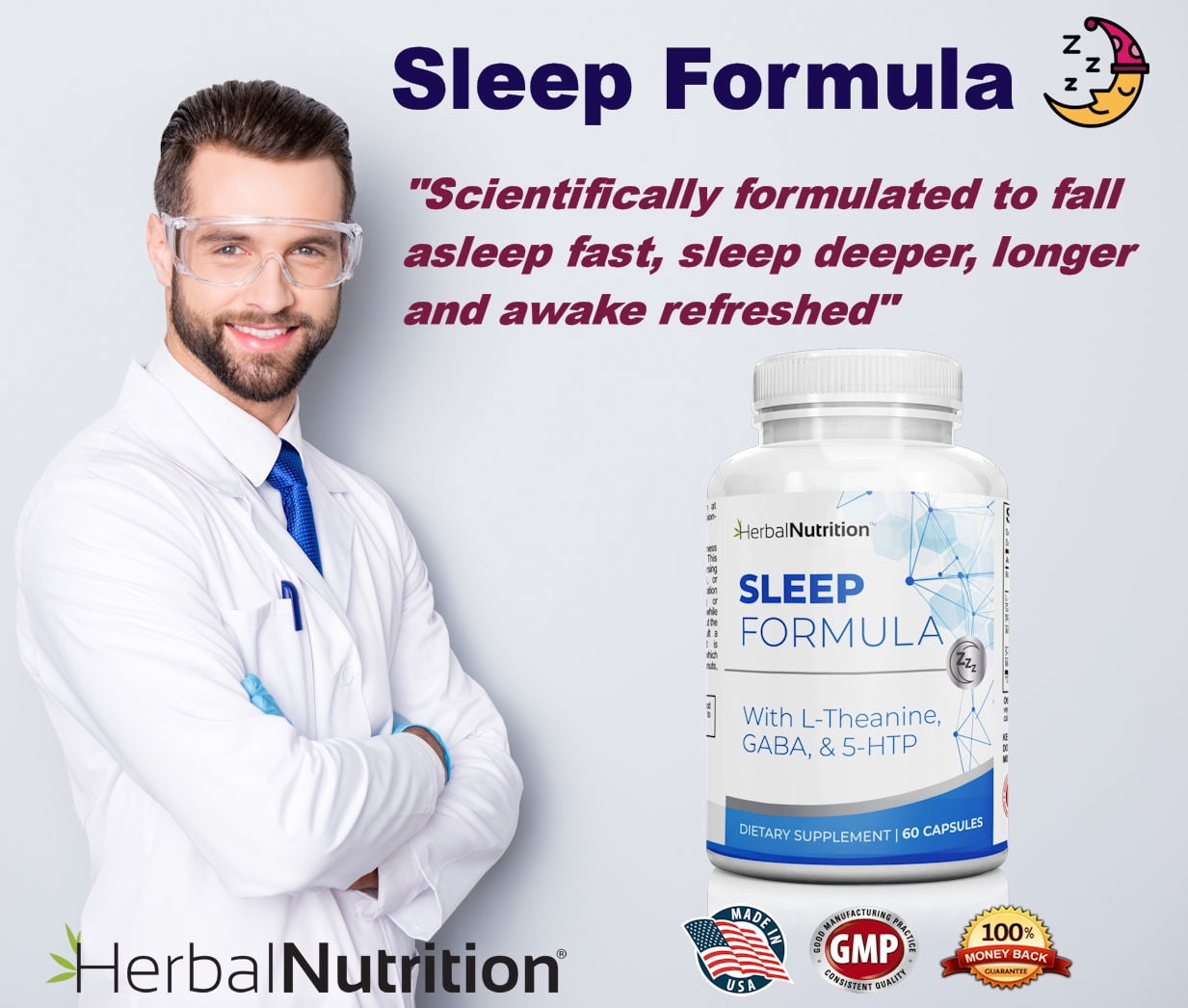 Sleep Formula a Sleep Support Supplement Multi-Ingredient Melatonin, GABA, L-Theanine and More One Bottle
