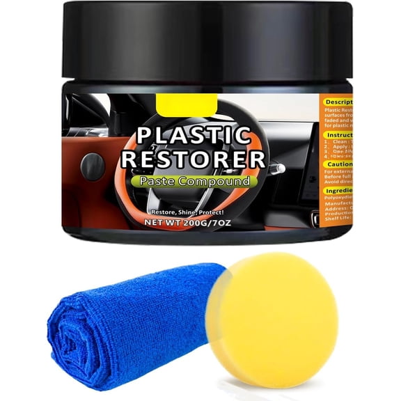 Plastic Restorer for  - Renews Faded Bumpers, Trim, and Interior  Long Lasting Dressing Coating  Restore Faded Plastic, Vinyl & Rubber Trim  to Black Shine - 7oz/200g