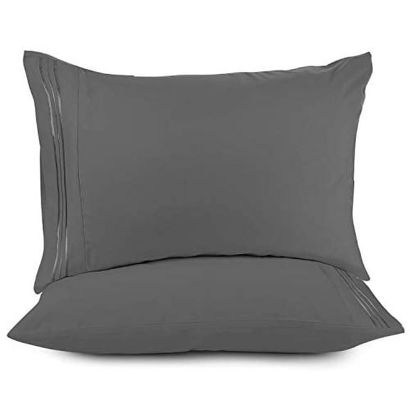 Nestl Bedding Solid Microfiber Queen/Standard 20 x 30 Inches Pillowcases, Charcoal Grey (Set of 2)