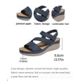 thumbnail image 5 of Rokment Women's Orthopedic Walking Sandals with Arch Support Comfortable Stylish Casual Leather Platform Wedge Orthotic Beach Summer Dressy Shoes Blue Size 7.5, 5 of 8