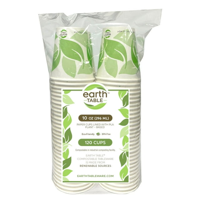 Earth Table Compostable Paper Cups 10 fl. oz., 120 ct.