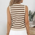 thumbnail image 7 of BYHONG Women's Striped Cropped Tank Top Dressy Sleeveless Button-Up Vest Womens Blouses Summer Cardigan Style Tops Khaki M, 7 of 7