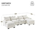 thumbnail image 2 of JONPONY 123" Modern U-shaped Sofa with Console,Cupholders and USB Ports,6-seat Upholstered Symmetrical Indoor Furniture,Sleeper Couch Set with Chaise for Living Room, Apartment, White, 2 of 12