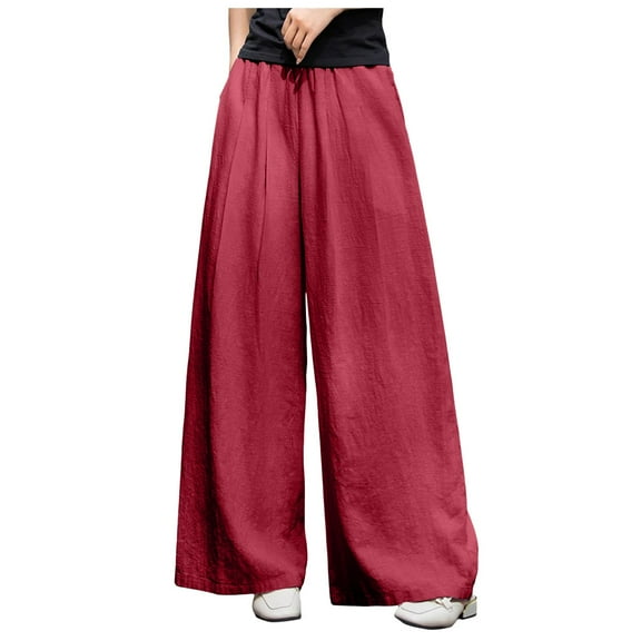 Pants for Women Business Casual Outfits for Women Red Womens Pants Comfy Work Pants Women High Waisted Wide Leg Pants Summer Pants