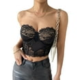 thumbnail image 2 of Coduop Women's Strapless Vest Tube Tops Casual See Through Lace Bandeau Corset Crop Top, 2 of 5