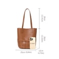 thumbnail image 6 of Genuine Leather Cowhide Tote Bag, Women's Retro Woven Bucket Purse with Pouch, 6 of 6