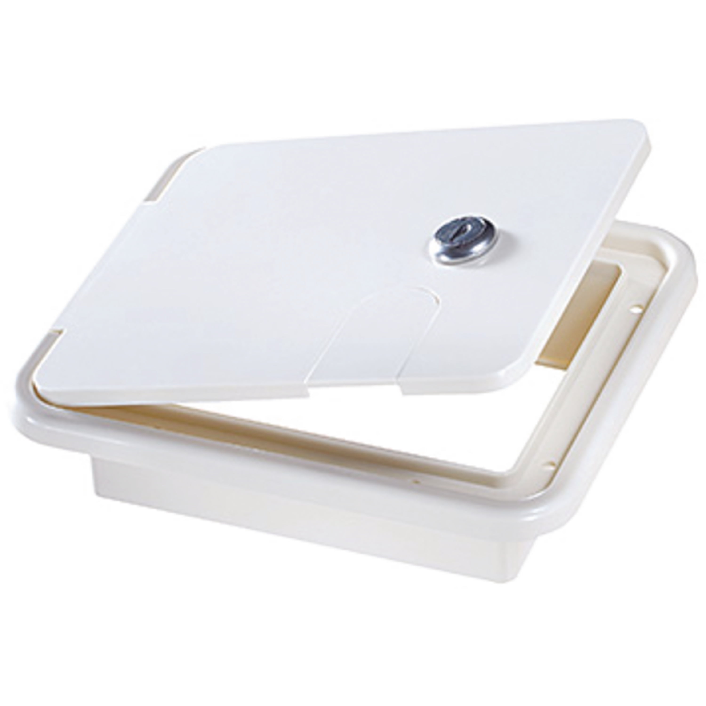 RV Designer B150 White Rectangular Locking RV Cable Hatch 7.6" x 6.5