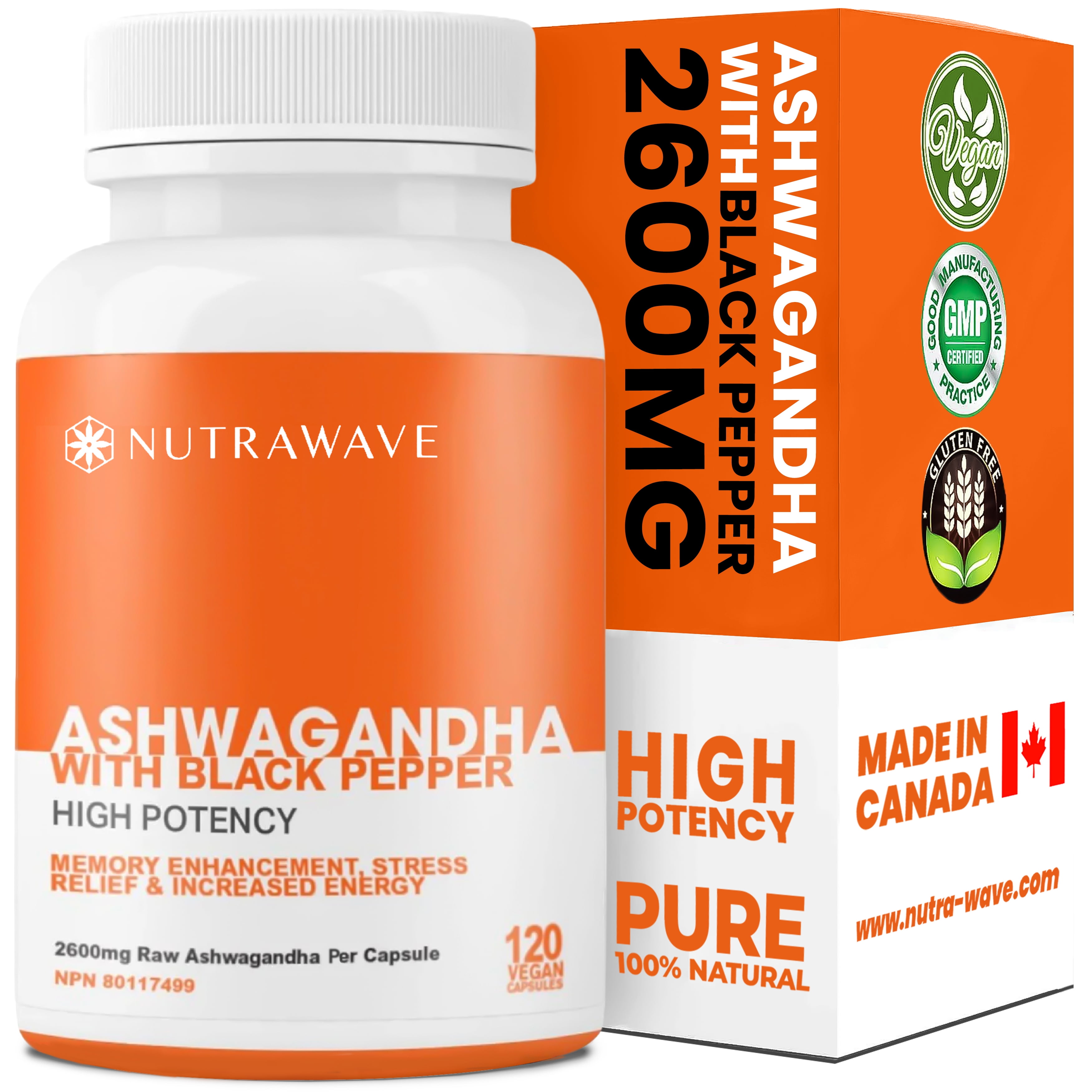 Nutrawave Nutrawave Ashwagandha 2600 mg Capsules – Stress, Mood & Sleep Support – Vegan – 120 Count