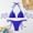Blue, variant on Women's Halter Thong Bikini Tie Two Sides Drawstring Bottom Triangle Bikini Swimsuits with Heart Metal Connet Blue