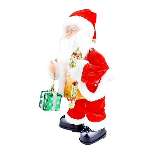 Electric Santa Claus Toy Musical Decorativo Navidad con Figura Animada de Papá Noel Adorno Creativo Interactivo con Música Material Pp y Componentes Electrónicos Caja de regalo portátil