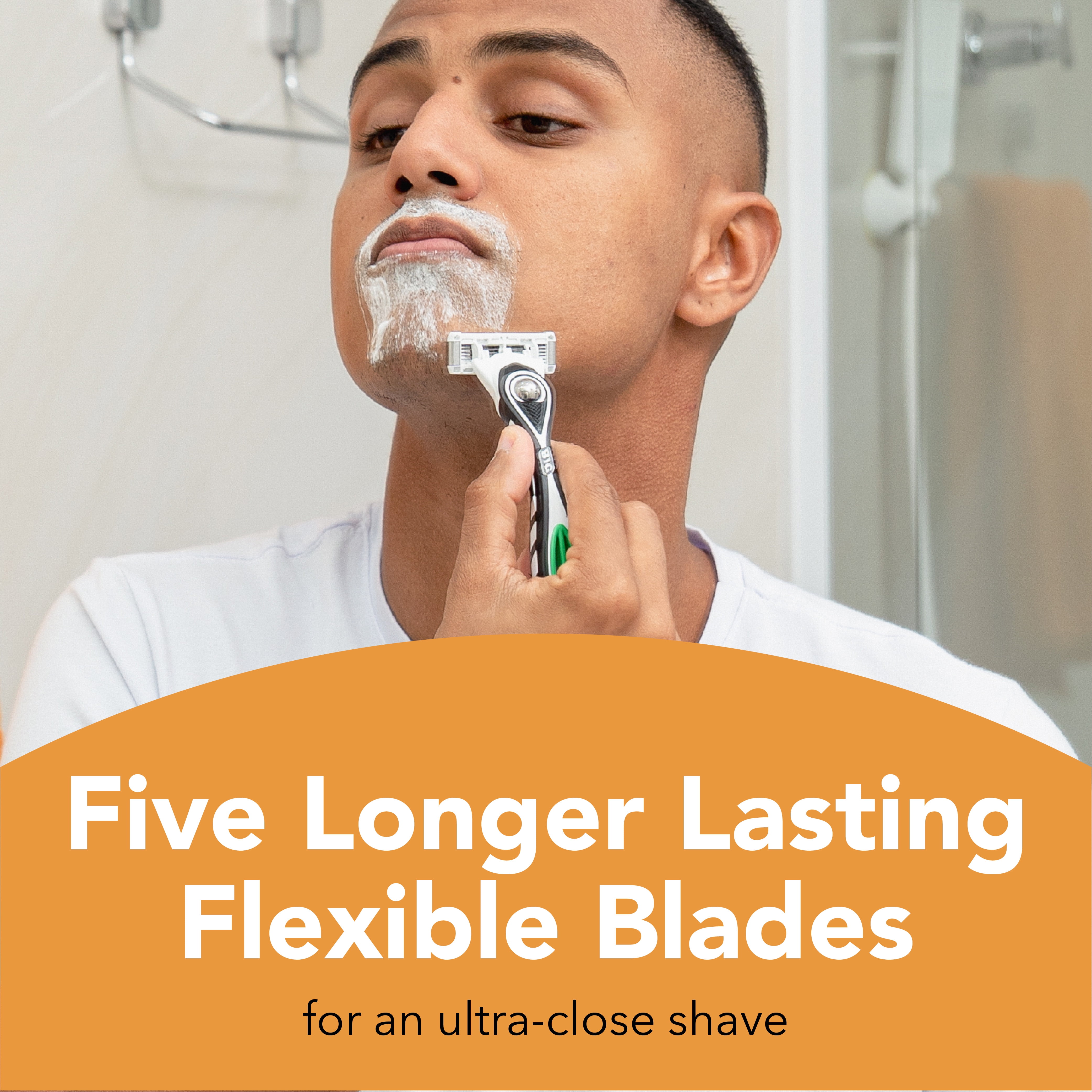 BIC Flex 5 Sensitive Refillable Razor with 1 Handle and 7 Men's Razor Cartridges