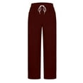 thumbnail image 6 of Womens Wide Leg Sweatpants Solid Color Corduroy Cotton Long Pants Fall Winter High Waist Straight Loose Joggings Comfy Sport Trousers with Pockets, 6 of 8