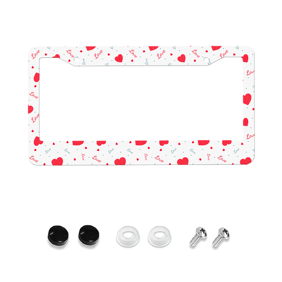 1 Piece, Red Heart-Shaped License Plate Frame, Car License Plate Holder, Red Heart License Plate Decoration, Front And Rear License Plate Covers, Car Accessories, 2 Holes With Screws, 12x6 Inch
