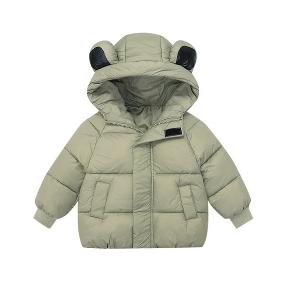 OSOLU Toddler Winter Down Coats For Kids Boys Girls Jacket Bear Hoods Outerwear Baby Classic Dailywear, 18-24 Months