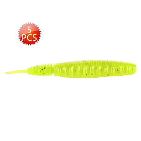 HENG JIA 5PCS 7g/9.8cm Soft Plastic Fishing Lures Grub Worm Baits Fish Tackle Accessory Yellow