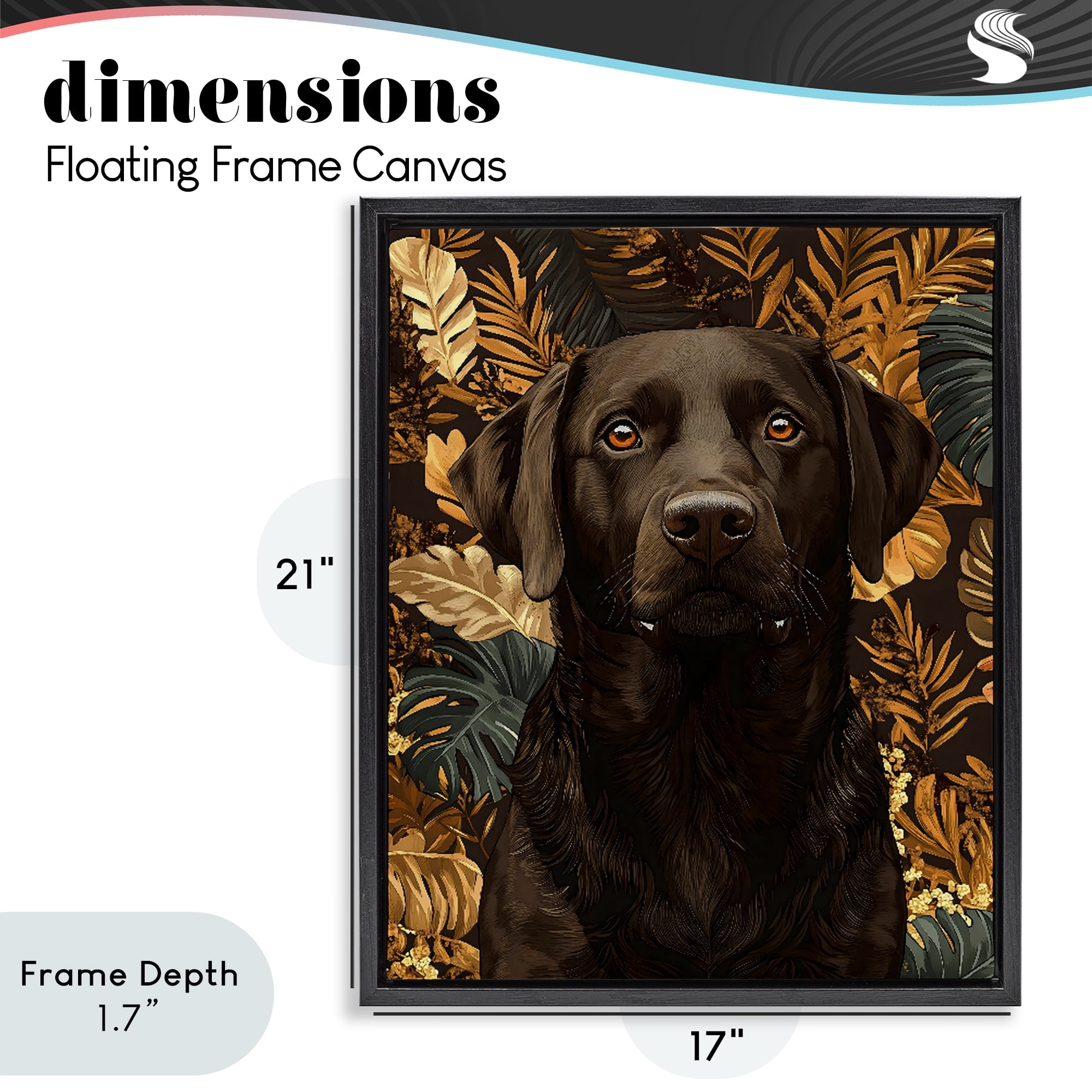 Stupell Industries Labrador with Golden Leaves Black Framed Floater Canvas Wall Art, design by Creative Studio