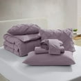 thumbnail image 2 of LammaLoe Full Size Comforter Sets, 7 Piece Bed In A Bag Pintuck Bedding Sets, Dusty Purple, 2 of 6