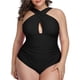thumbnail image 4 of Trajes de baño de una pieza de talla grande con cruz frontal para mujer Trajes de baño con control de barriga Adepaton HMHZ263-7, 4 of 6