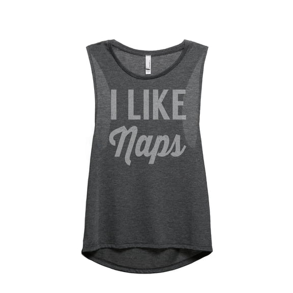 I Like Naps Women's Fashion Sleeveless Muscle Workout Yoga Tank Top Charcoal Grey 2X-Large