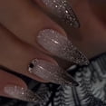 thumbnail image 5 of Gradient Black to Gray Ombre Press on Nails, Long Stiletto Glitter Rhinestone Accent Glossy False Nails, 24 Count, 5 of 7