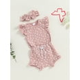 thumbnail image 3 of Bagilaanoe 3pcs Newborn Baby Girl Shorts Set Fly Sleeve Romper Tops + Ruffle Shorts + Headband 3M 6M 12M 18M Infant Casual Summer Clothes, 3 of 7