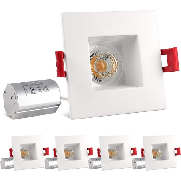 Luxrite 2 Inch Square Dimmable Led Recessed Light With J Box 8w 50w 4100k Cool White 600 Lumens 4 Pack Com Square Dimmable Led Recessed Light, 2 Inch Led Recessed Lighting