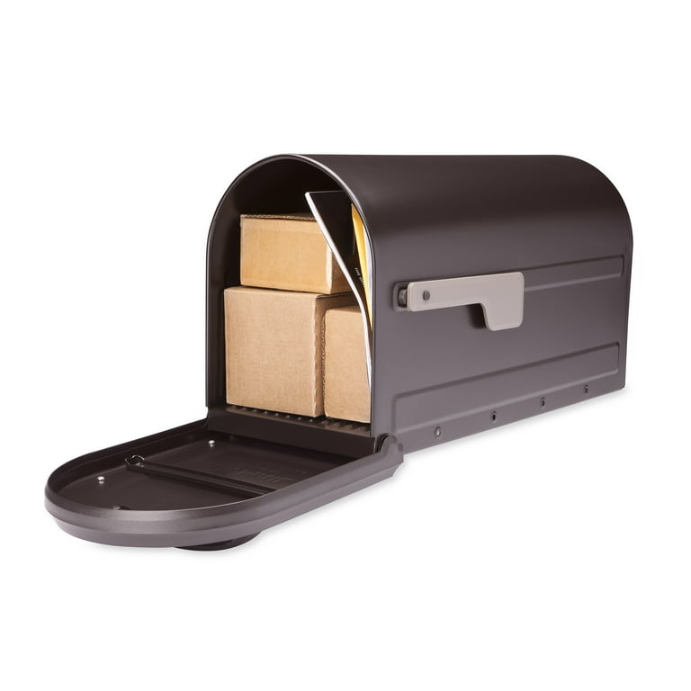 Mapleton Post Mount Mailbox Rubbed Bronze with Premium Champagne Flag Mapleton Post Mount Mailbox Rubbed Bronze with Premium Champagne Flag