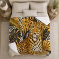 thumbnail image 5 of Dramatic Safari Leopard Jungle Wildlife, Dramatic Botanical Scene, Warm Flannel Blanket for Cabin and Lodge, Wildlife Lovers Housewarming Gift, Botanical Home Decor, 5 of 9