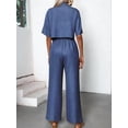 thumbnail image 5 of Women'S Casual 2 Piece Set V-Neck Short-Sleeved Tops Straight Wide Leg Pants Outfit M, 5 of 9