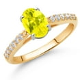 thumbnail image 2 of Gem Stone King 10K Yellow and White Gold Canary Mystic Topaz and White Lab Grown Diamond Engagement Ring for Women (1.74 Cttw, Oval 8X6MM, Gemstone Birthstone, Size 9), 2 of 4