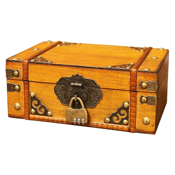 Wooden Treasure Chest Trinket Necklace Jewelry Organizer Box