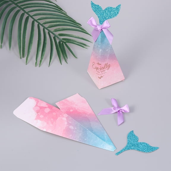 OUNONA Candy Boxes Party Favors Cute Mermaid Pattern for Storage 10Pcs