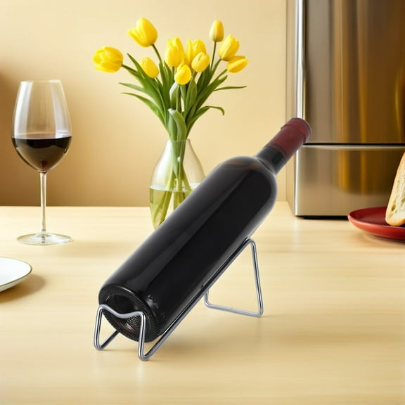 LOLIPPYY Stainless Steel Wine Bottle Holder with Modern Geometric Design Shelf for Kitchen Counter or Dining Room