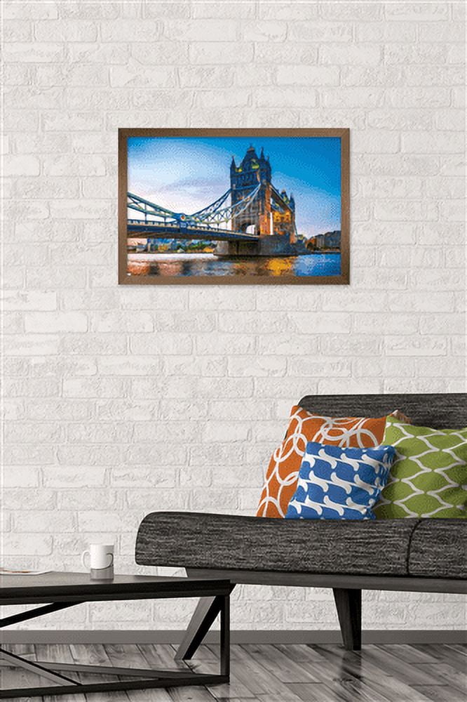 Timeless Visions - Tower Bridge Wall Poster, 14.725" x 22.375", Framed