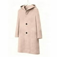 thumbnail image 6 of Wuxian Womens Classic Coat Hooded Long Sleeve Wool Trench Coat Windproof Plus Size Casual Winter Warm Long Overcoat Loose Fit Solid Color Long Length Outerwear Jacket,Khaki,XL, 6 of 6