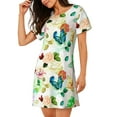thumbnail image 2 of Naloa Floral Vintage Print Women Nightgowns,Womens Loungewear,Short Sleeve Sleepwear,Comfy Ladies Nightdress, 2 of 6